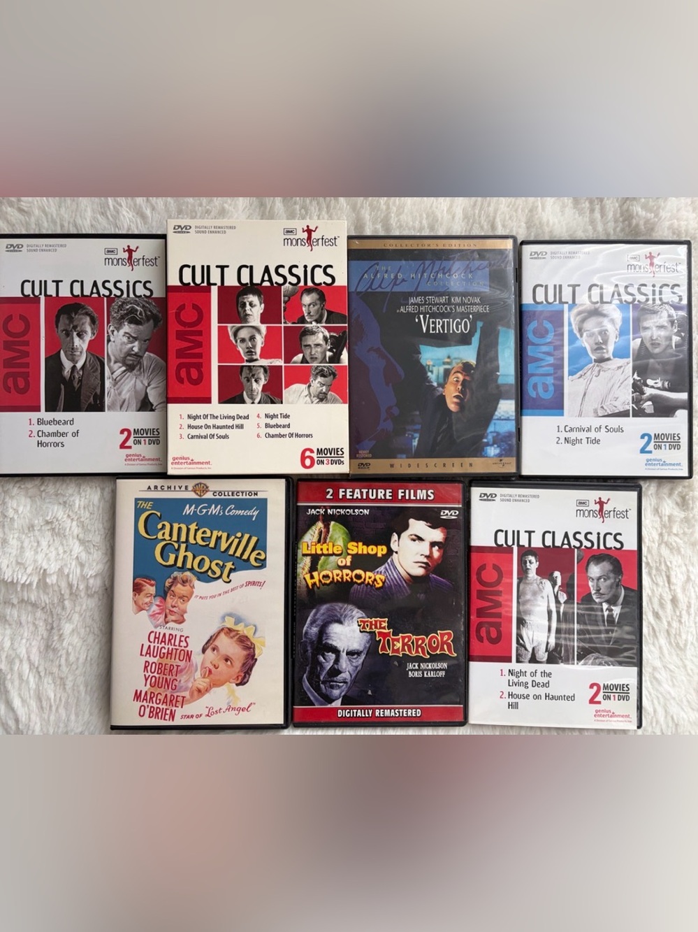 AMC Cult Classics DVD Lot - Red, White & Black Covers 10 classic Horror lot